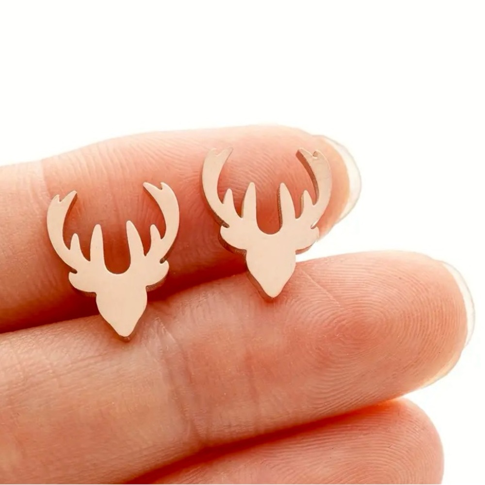 NEW Dainty Deer stud Earrings Rose Gold color - Boutique